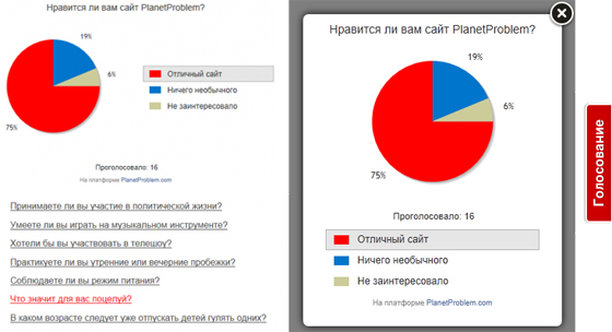 виджеты опросов PlanetProblem 